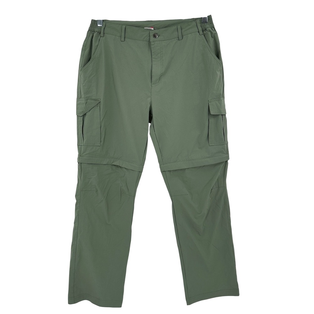 Nonwe Mens Convertible Cargo‎ Hiking Pants Green Zip Off Shorts 32x30 Stretch